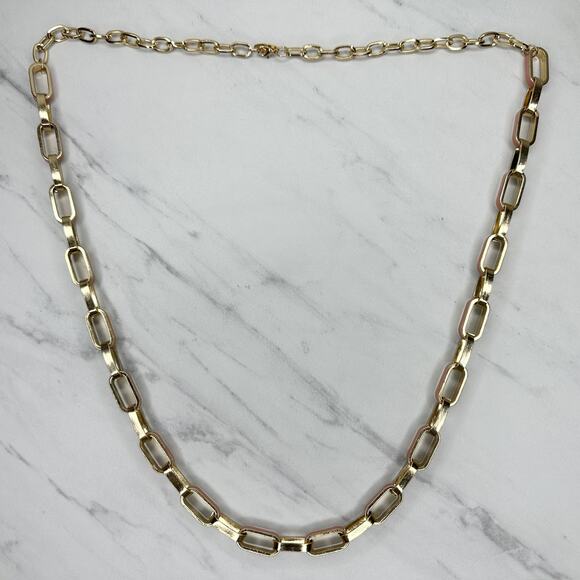 New York & Company Gold Tone and Light Pink Long Chain Link Necklace - Picture 2 of 10